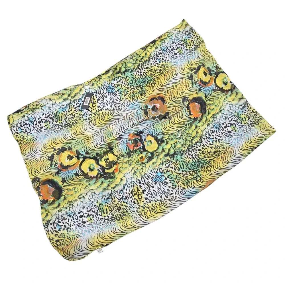 The Magic Scarf Company Scarf Women Yellow Floral Animal Print Sheer Lightweight